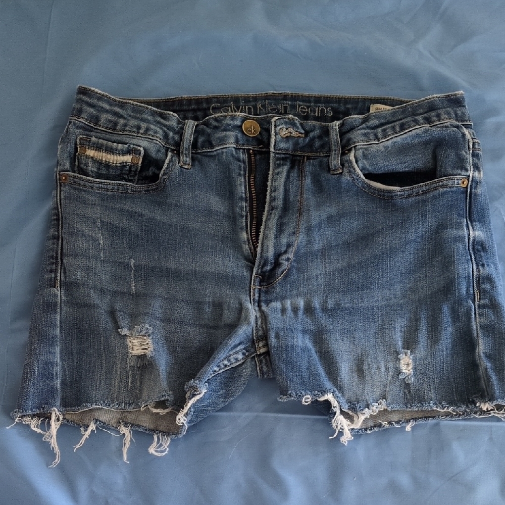 Calvin Klein Blue Denim Cutoff Shorts